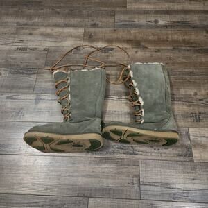 Ugg Australia Whitley 5230 Women's 7 Olive Green Lace Up Tall  Boots BX38